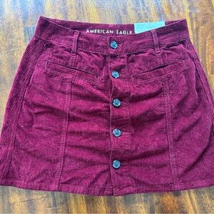 American Eagle Outfitters Burgundy Corduroy Mini Skirt size 6